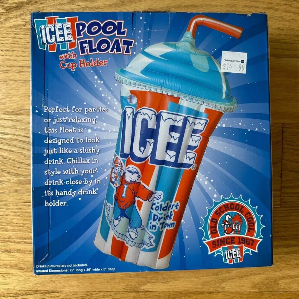 ICEE Pool Float Inflatable Slushie Cup - Lounger 72x36 Cup Holder New Open Box - Picture 3 of 8